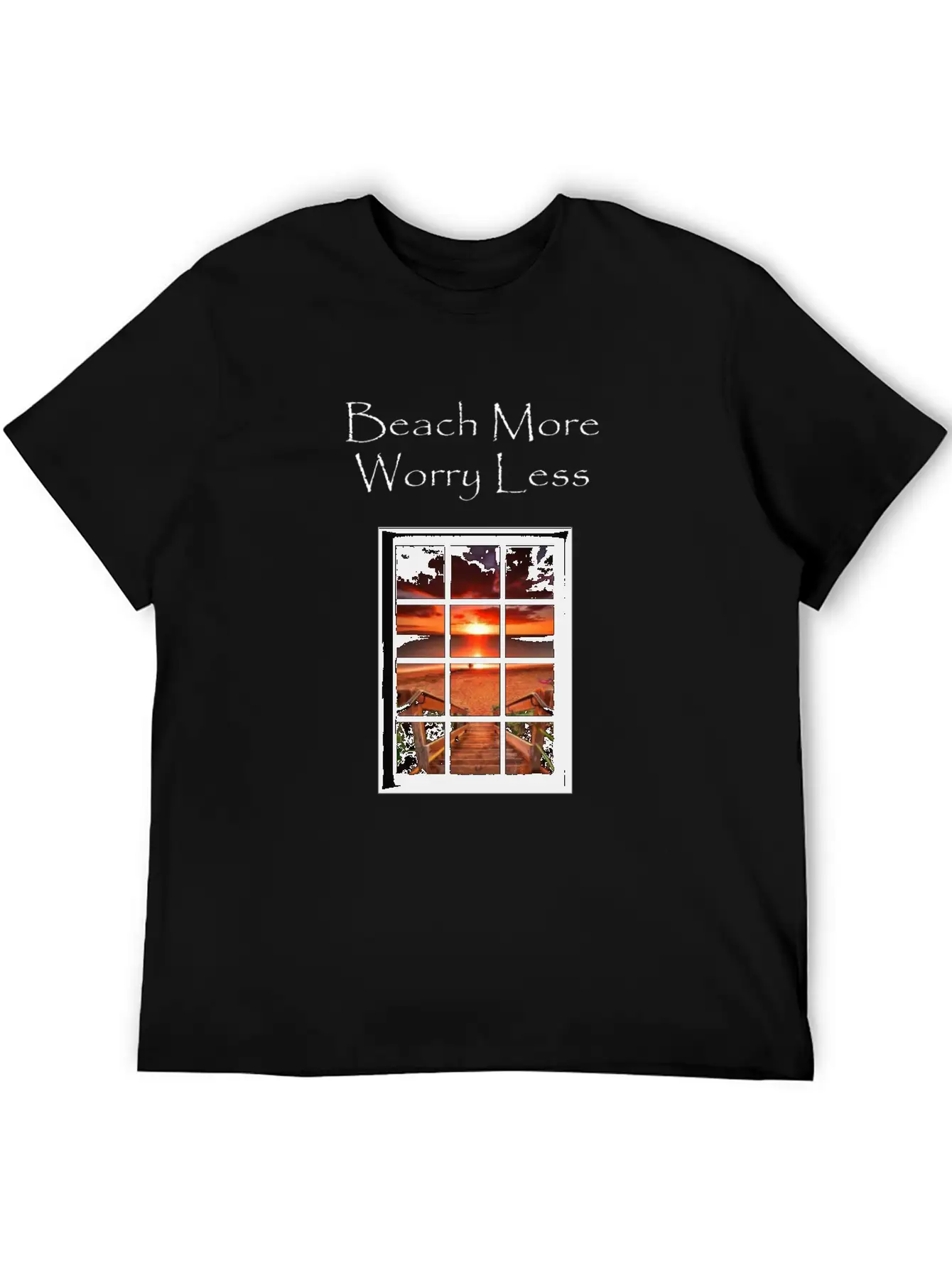 Beach More Worry Less Ocean Print Unisex Casual T-Shirt – Clean Design For Daily Comfort
