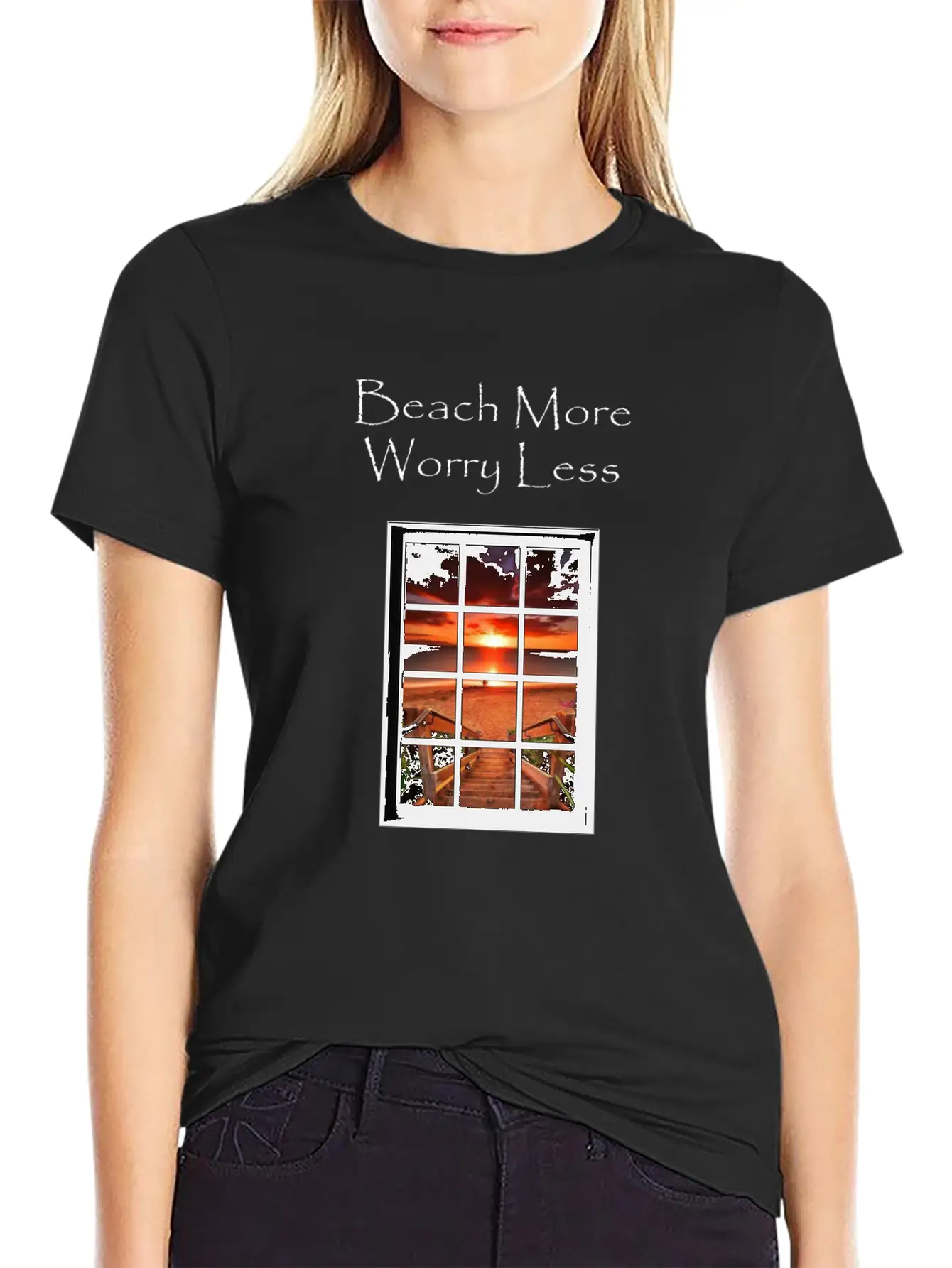 Beach More Worry Less Ocean Print Unisex Casual T-Shirt – Clean Design For Daily Comfort
