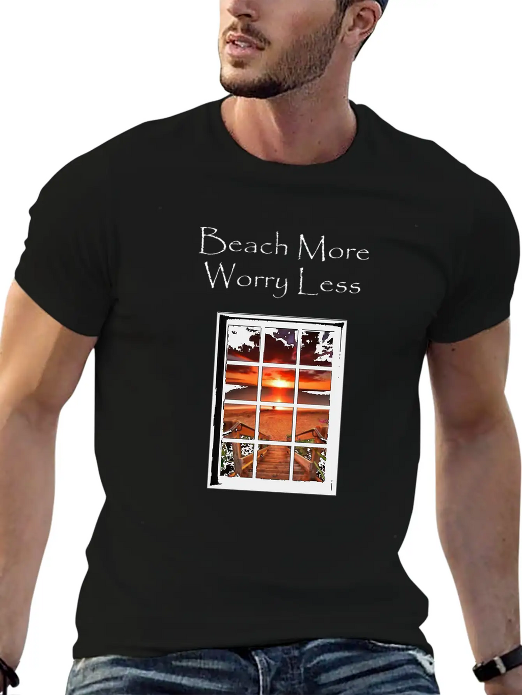 Beach More Worry Less Ocean Print Unisex Casual T-Shirt – Clean Design For Daily Comfort