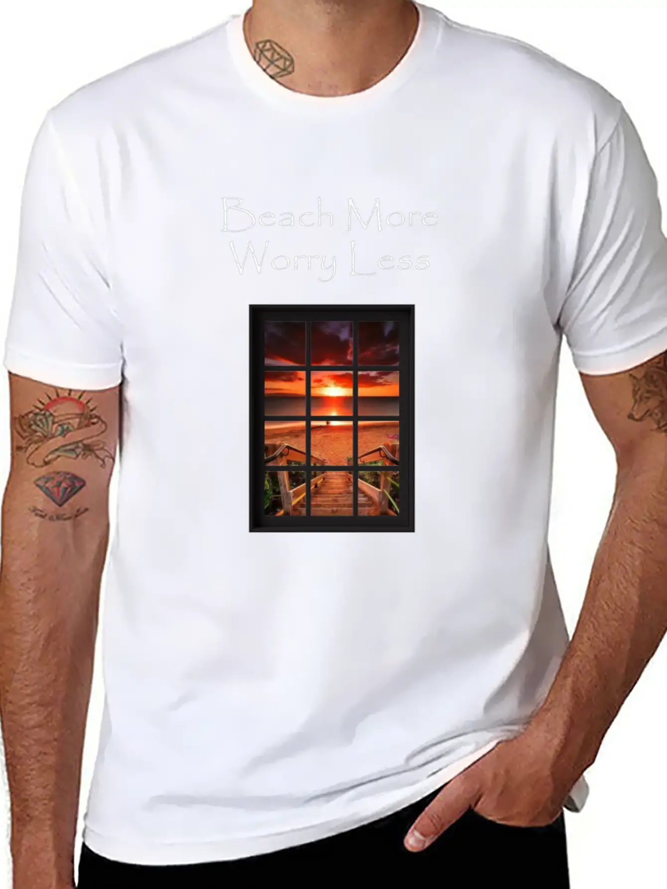Beach More Worry Less Ocean Print Unisex Casual T-Shirt – Clean Design For Daily Comfort
