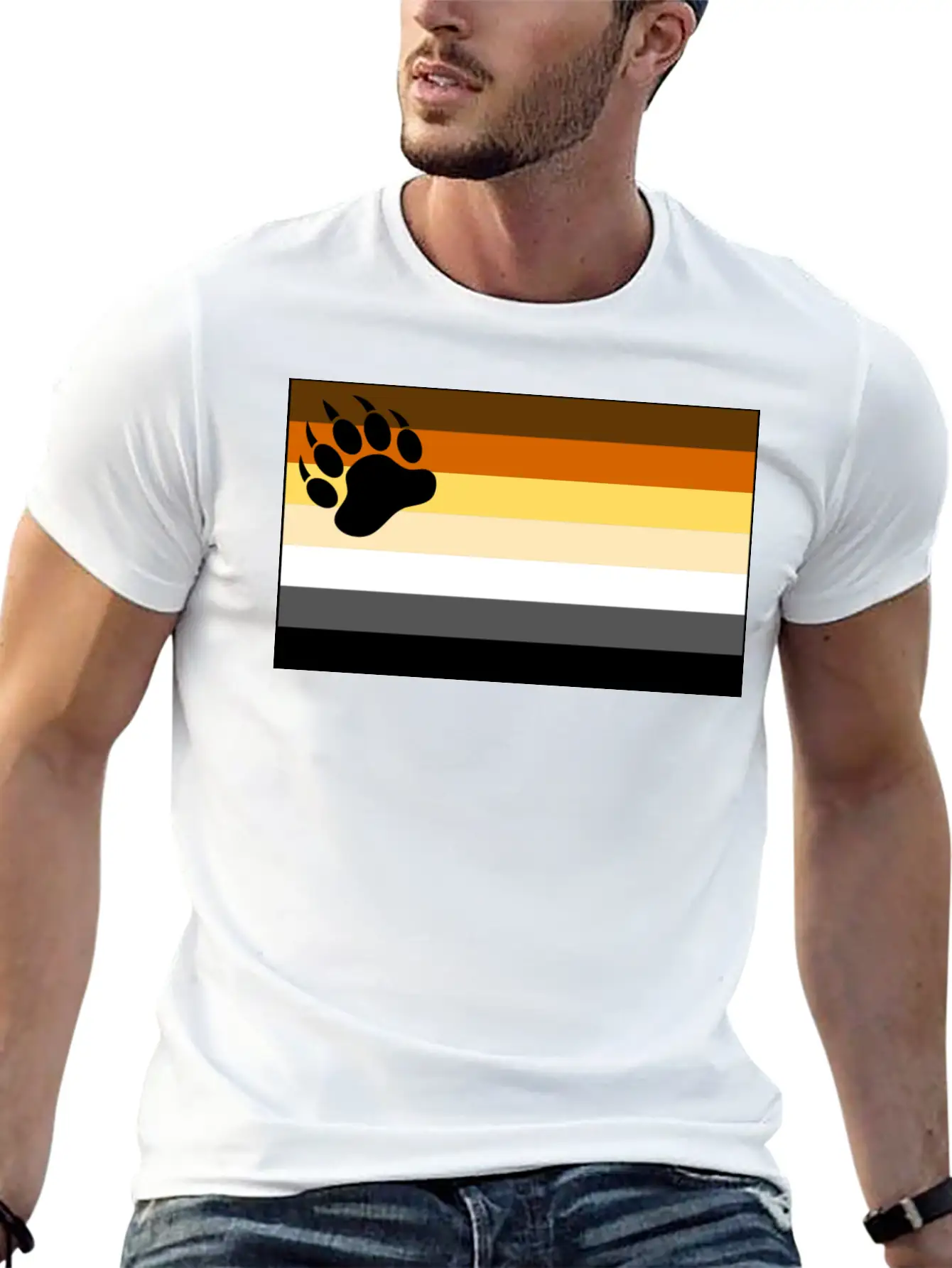 Bear Flag For White Backg Stylish Everyday T-Shirt – Unisex Basic Cotton Tee