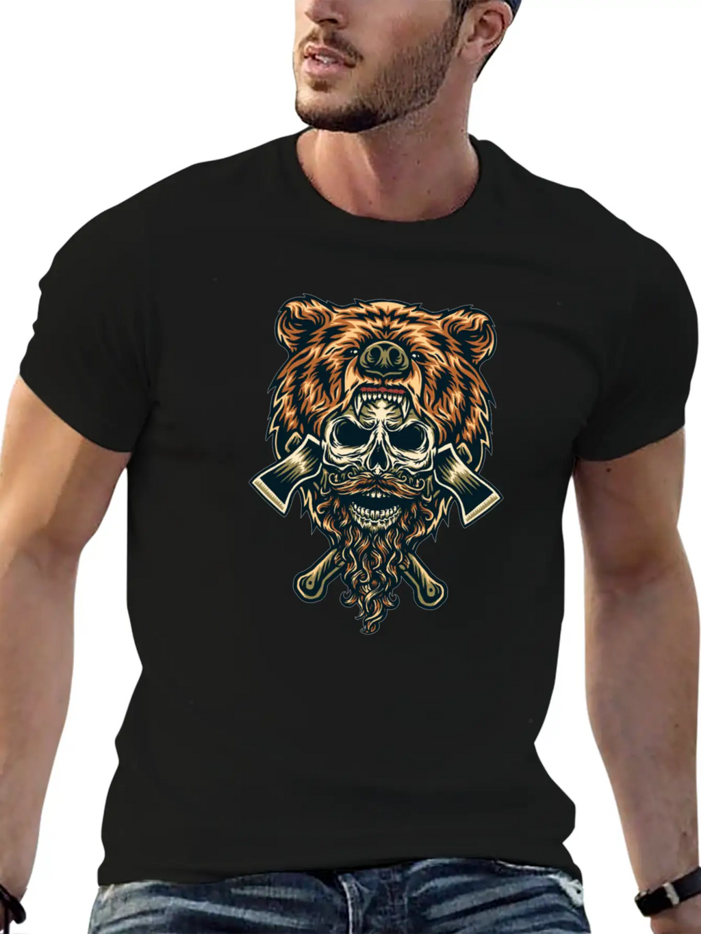 Bear & Skull Basic Graphic T-Shirt – Daily Comfort In Soft Cotton