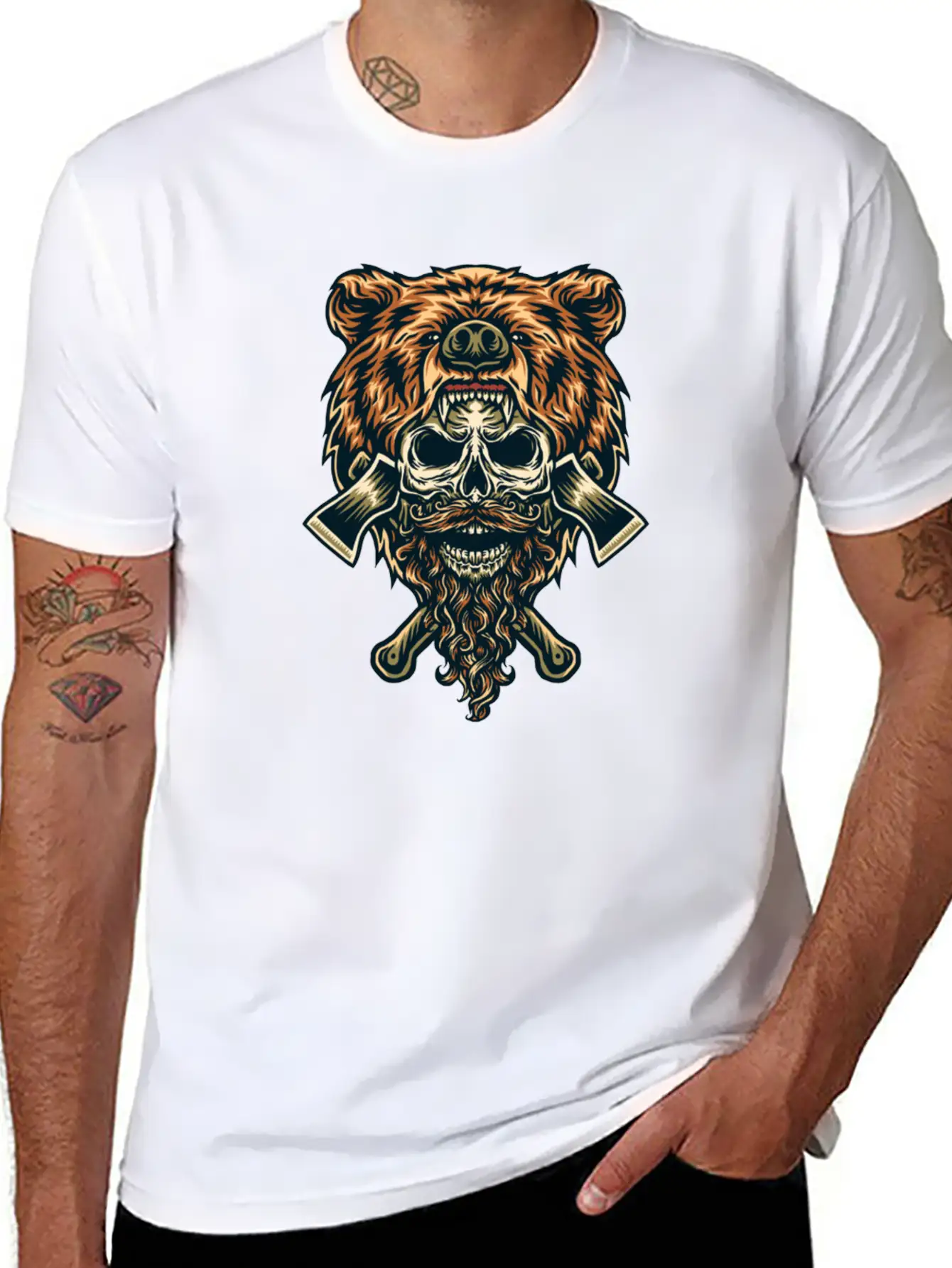 Bear & Skull Basic Graphic T-Shirt – Daily Comfort In Soft Cotton