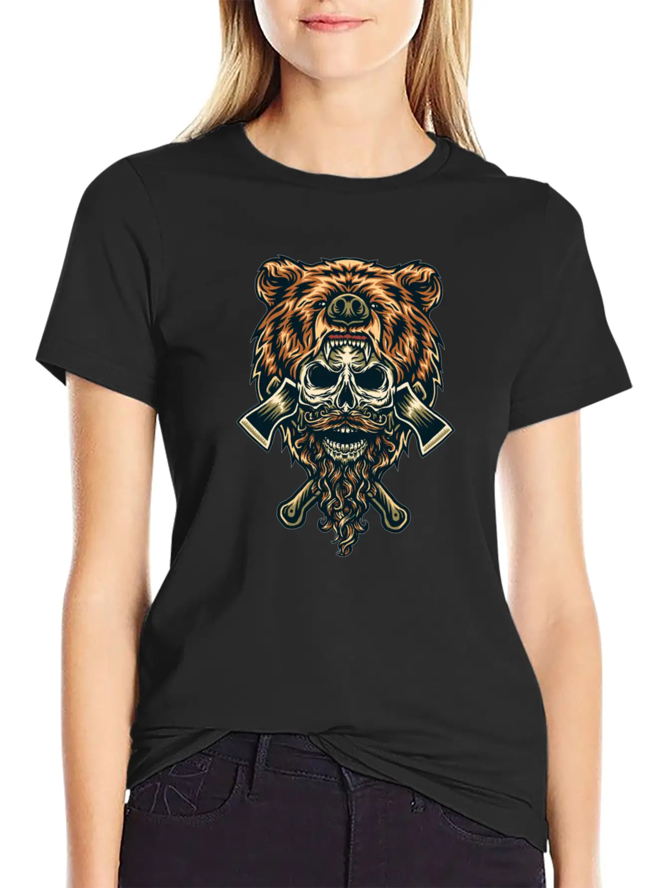 Bear & Skull Basic Graphic T-Shirt – Daily Comfort In Soft Cotton