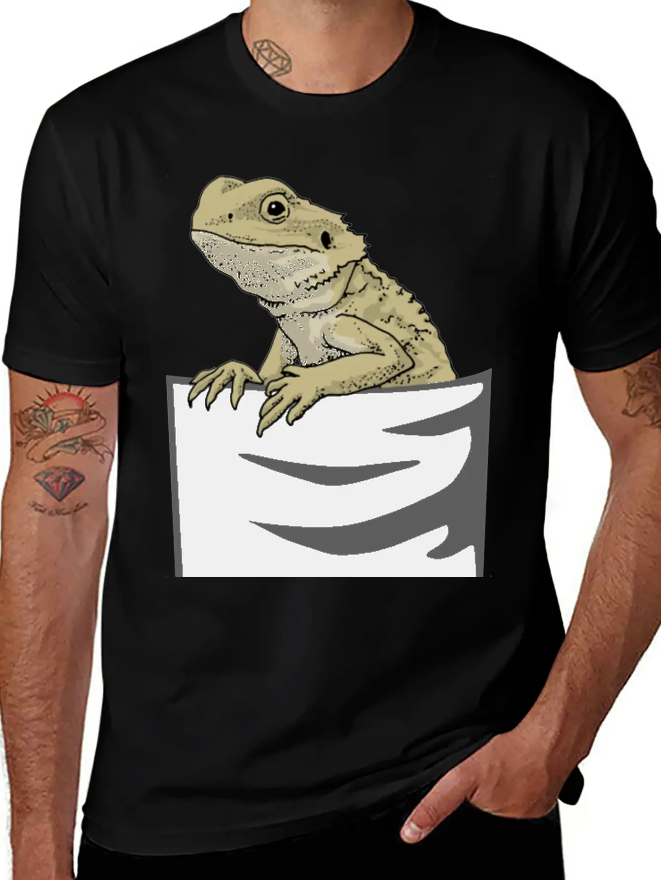 Bearded Dragon Pocket Funny Bearded Dragon Timeless Short Sleeve Tee – Comfy And Minimalist Design