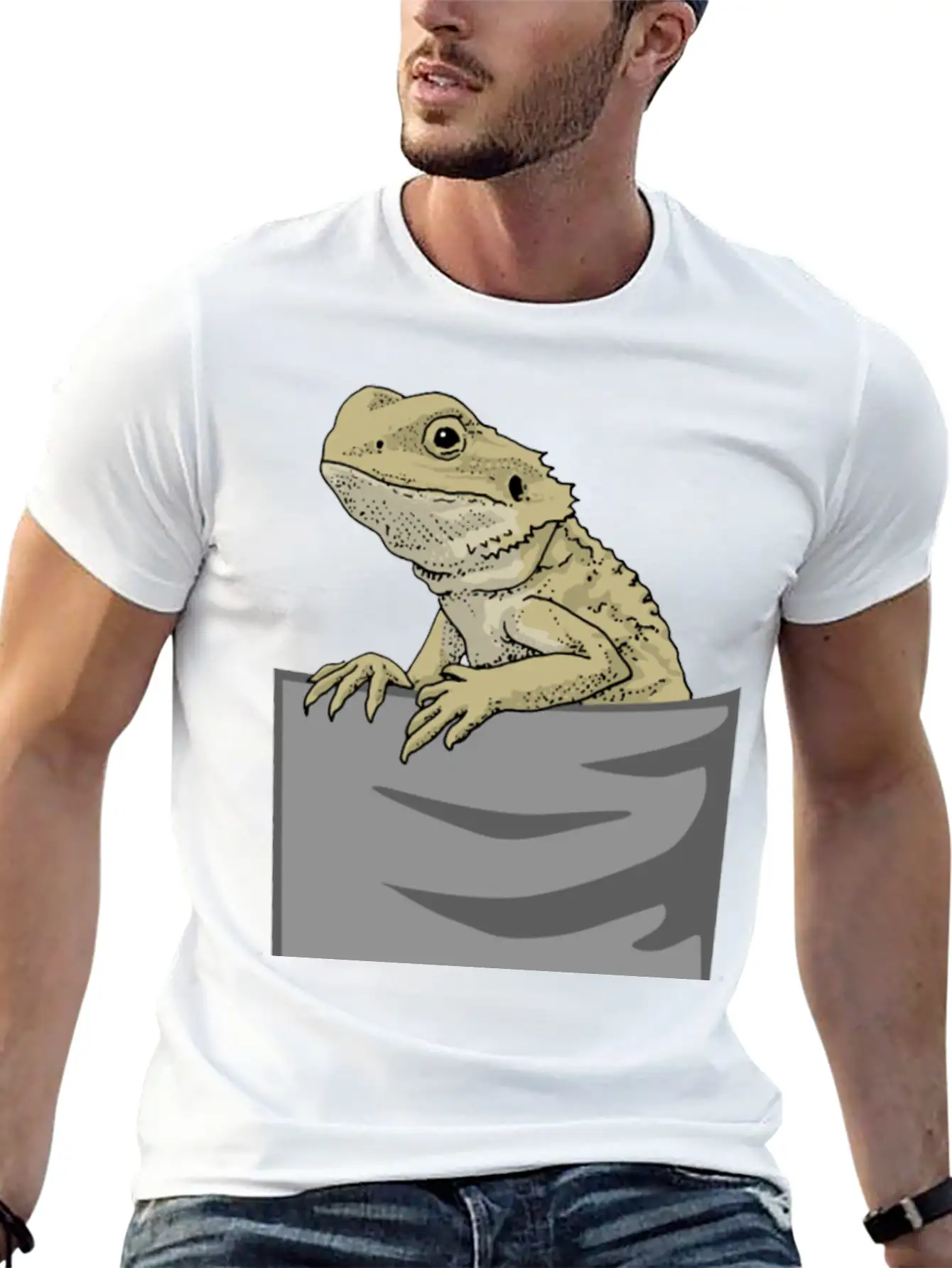 Bearded Dragon Pocket Funny Bearded Dragon Timeless Short Sleeve Tee – Comfy And Minimalist Design