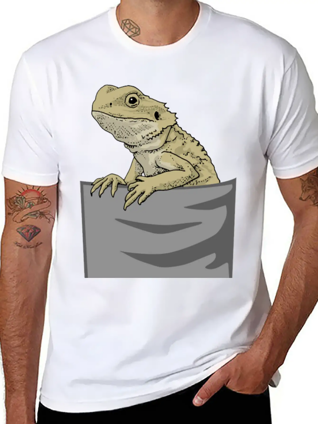 Bearded Dragon Pocket Funny Bearded Dragon Timeless Short Sleeve Tee – Comfy And Minimalist Design