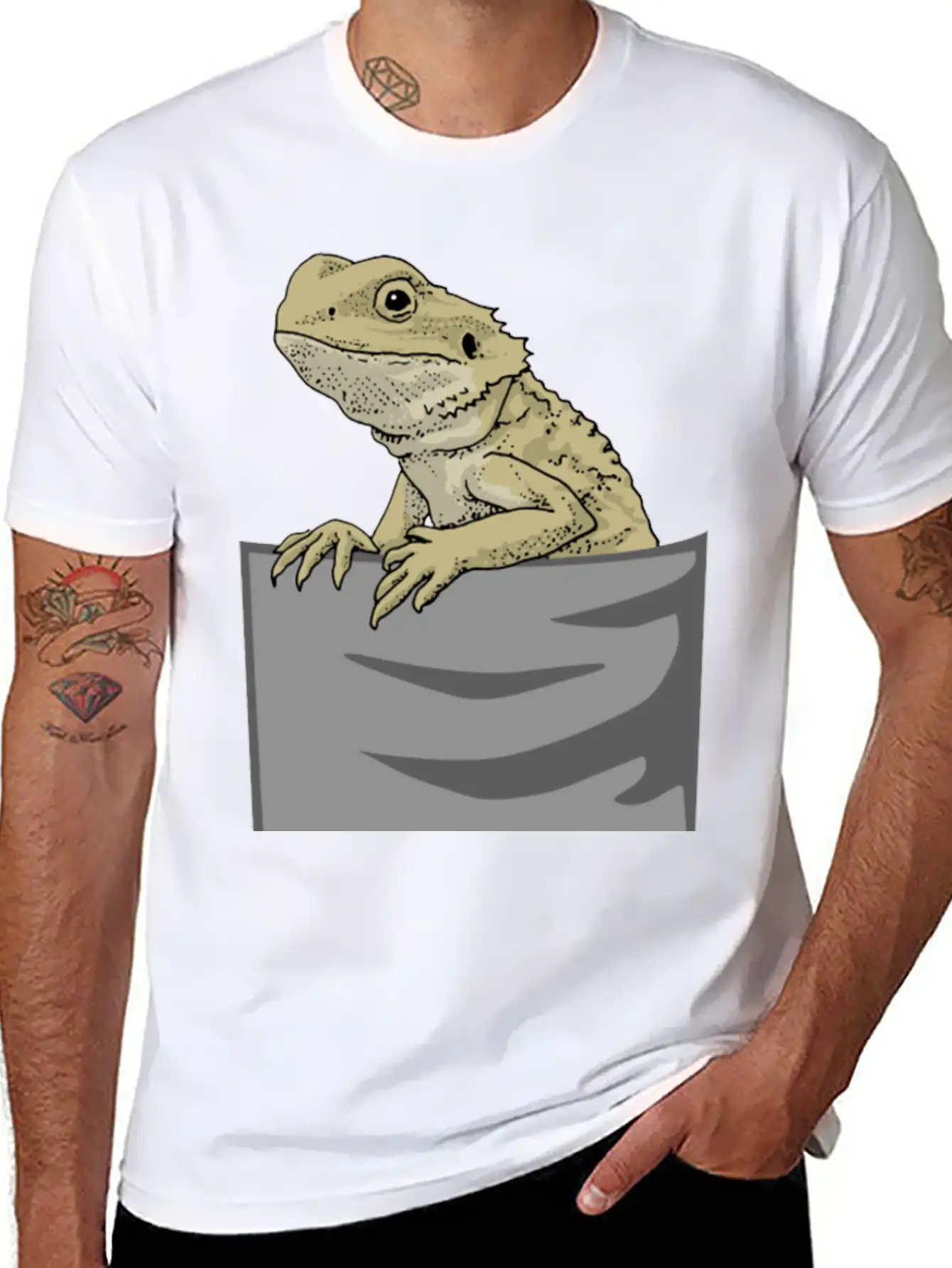 Bearded Dragon Pocket Funny Bearded Dragon Timeless Short Sleeve Tee – Comfy And Minimalist Design