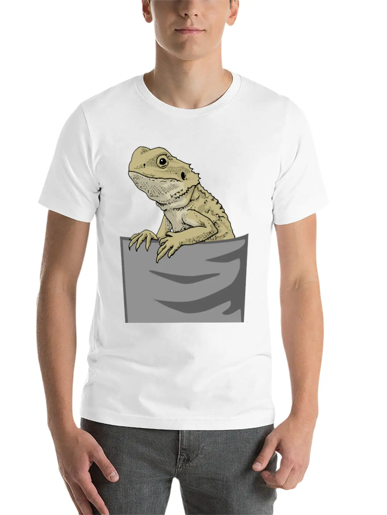 Bearded Dragon Pocket Funny Bearded Dragon Timeless Short Sleeve Tee – Comfy And Minimalist Design