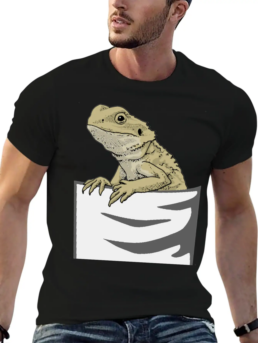 Bearded Dragon Pocket Funny Bearded Dragon Timeless Short Sleeve Tee – Comfy And Minimalist Design