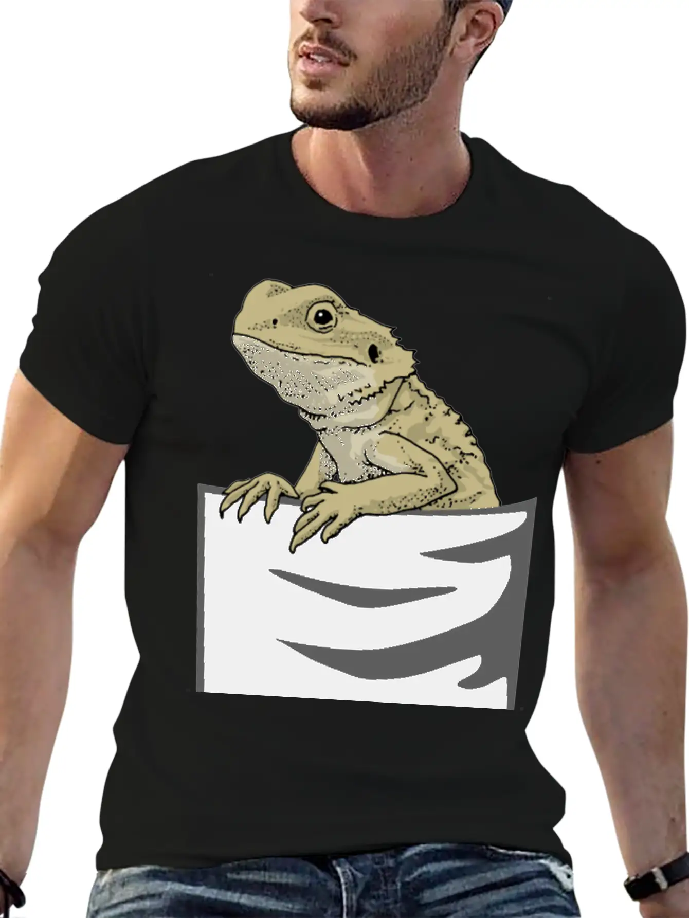 Bearded Dragon Pocket Funny Bearded Dragon Timeless Short Sleeve Tee – Comfy And Minimalist Design
