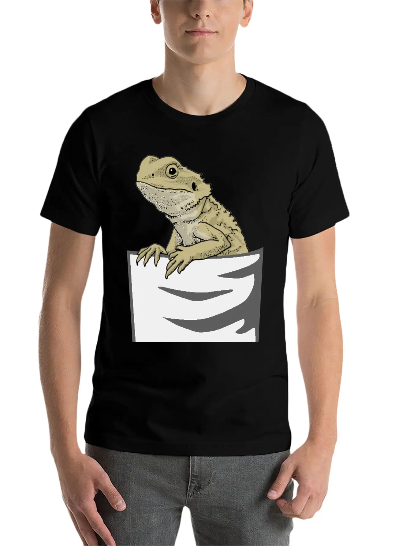 Bearded Dragon Pocket Funny Bearded Dragon Timeless Short Sleeve Tee – Comfy And Minimalist Design