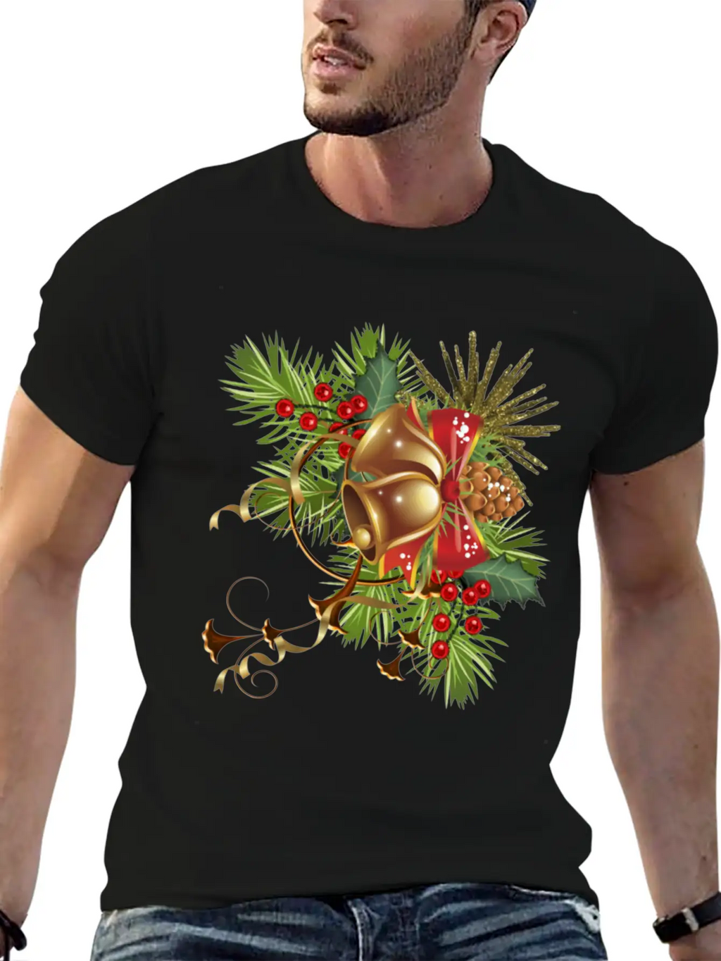 Beautiful Christmas Festival Bell Design. Basic Graphic T-Shirt – Daily Comfort In Soft Cotton