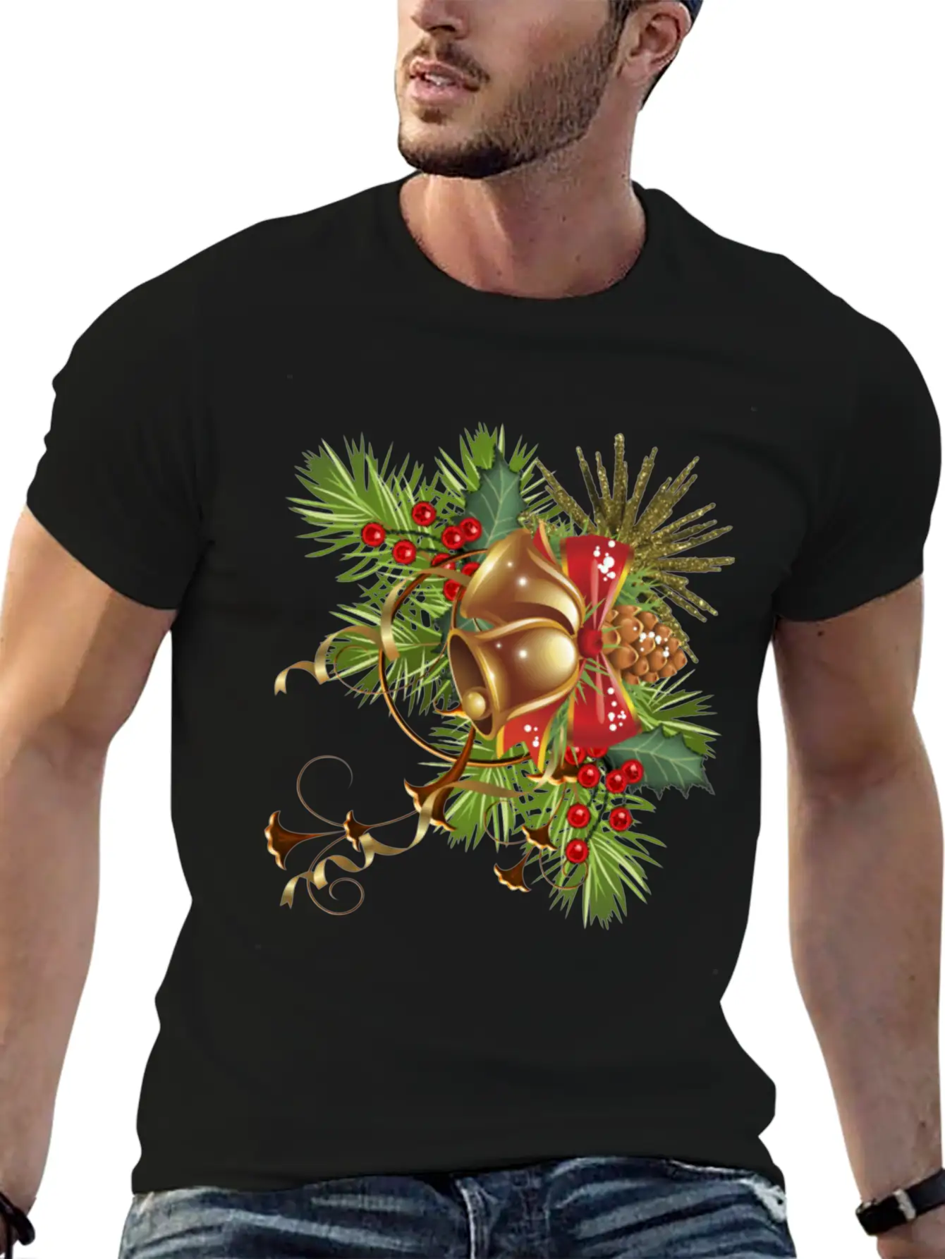 Beautiful Christmas Festival Bell Design. Basic Graphic T-Shirt – Daily Comfort In Soft Cotton