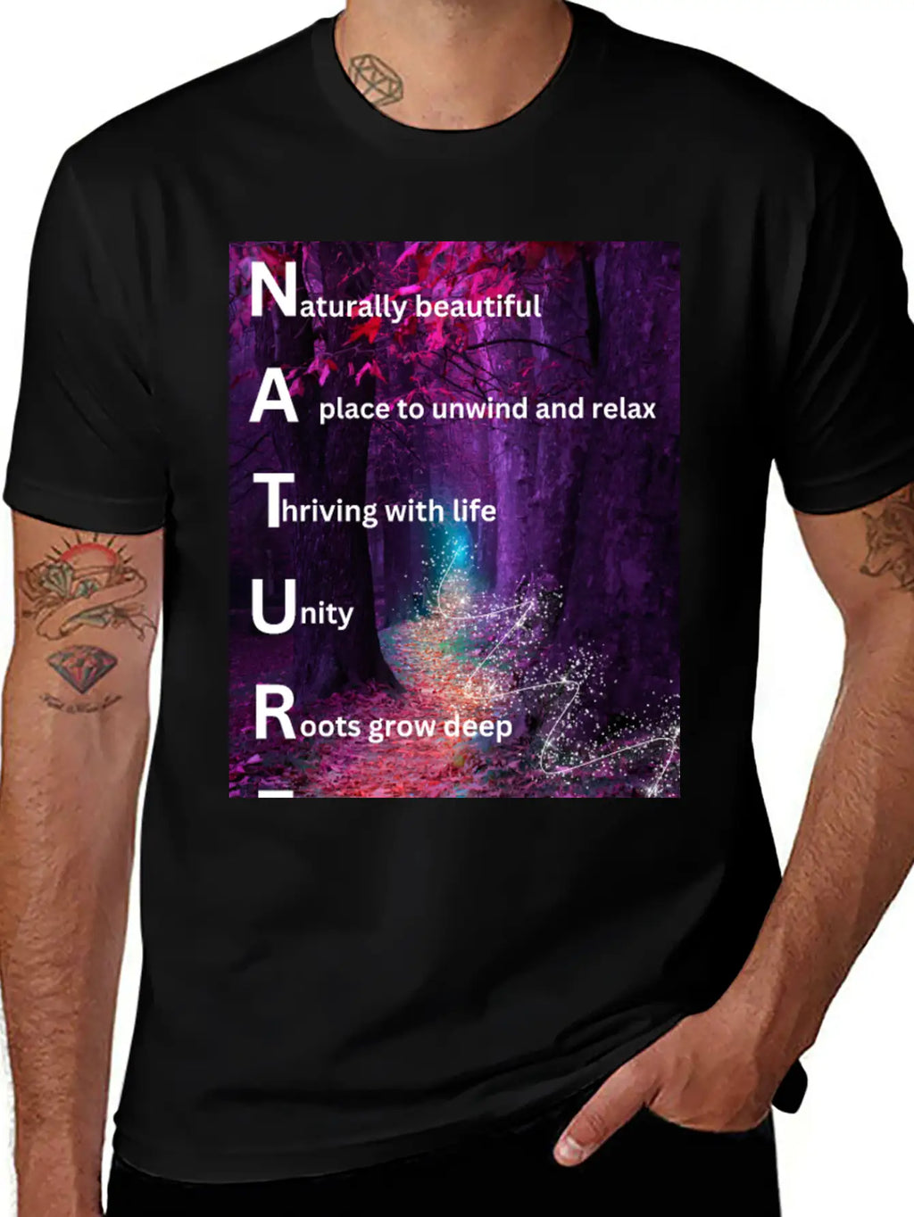 Beautiful Forest Nature Poster Breathable Soft Cotton T-Shirt – Timeless Casual Look