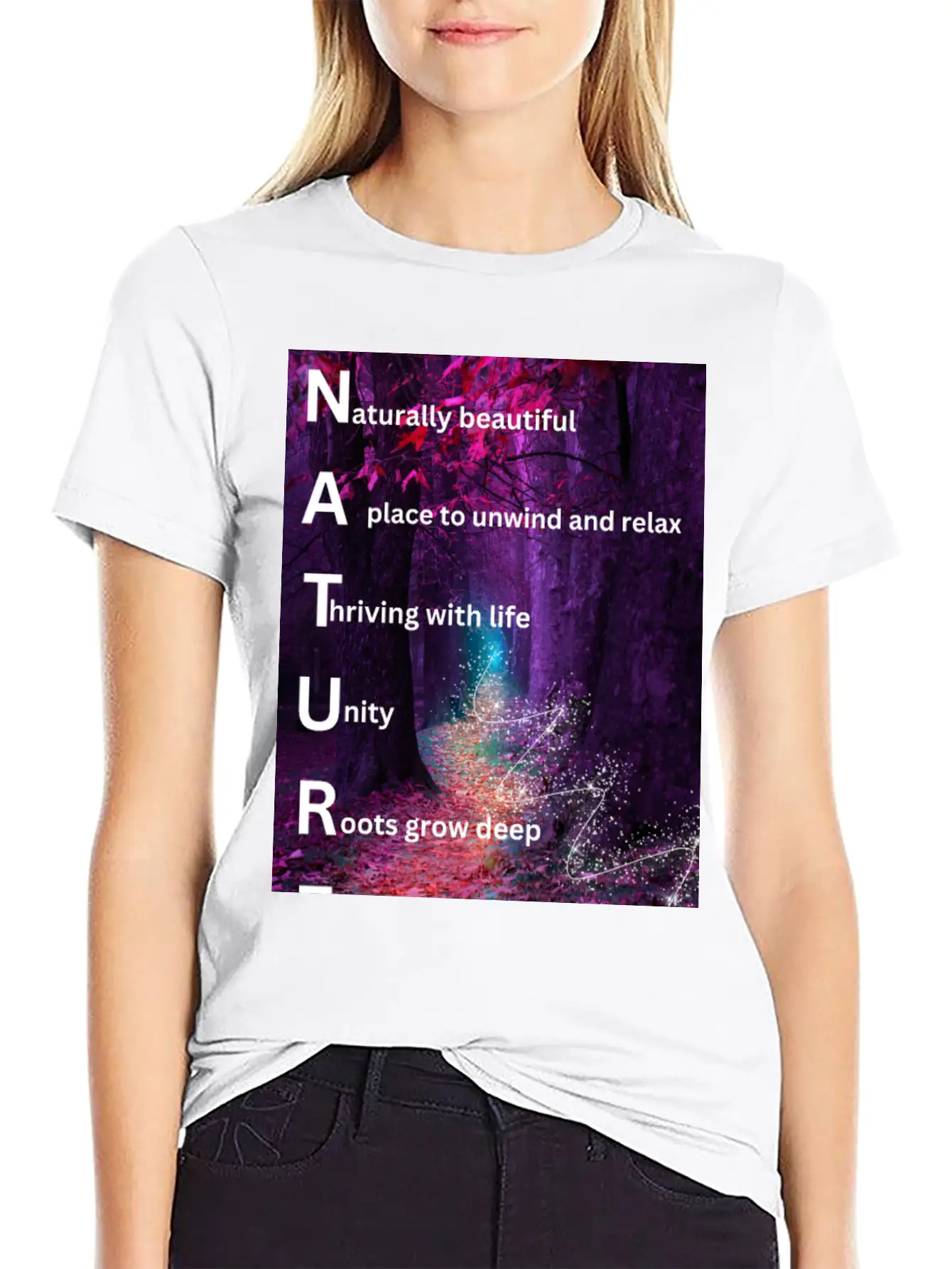 Beautiful Forest Nature Poster Breathable Soft Cotton T-Shirt – Timeless Casual Look