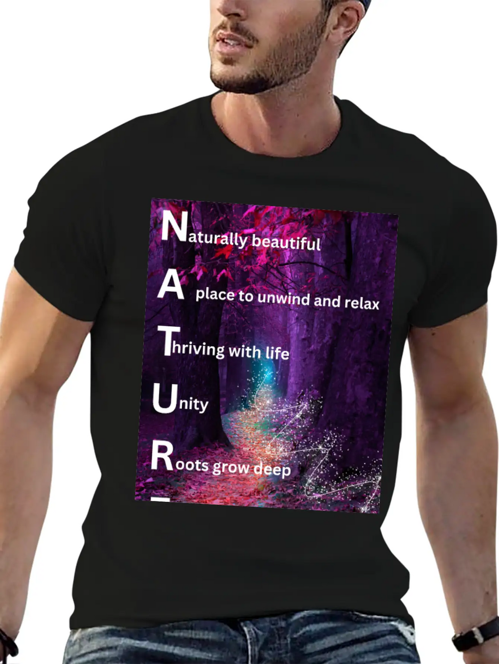Beautiful Forest Nature Poster Breathable Soft Cotton T-Shirt – Timeless Casual Look