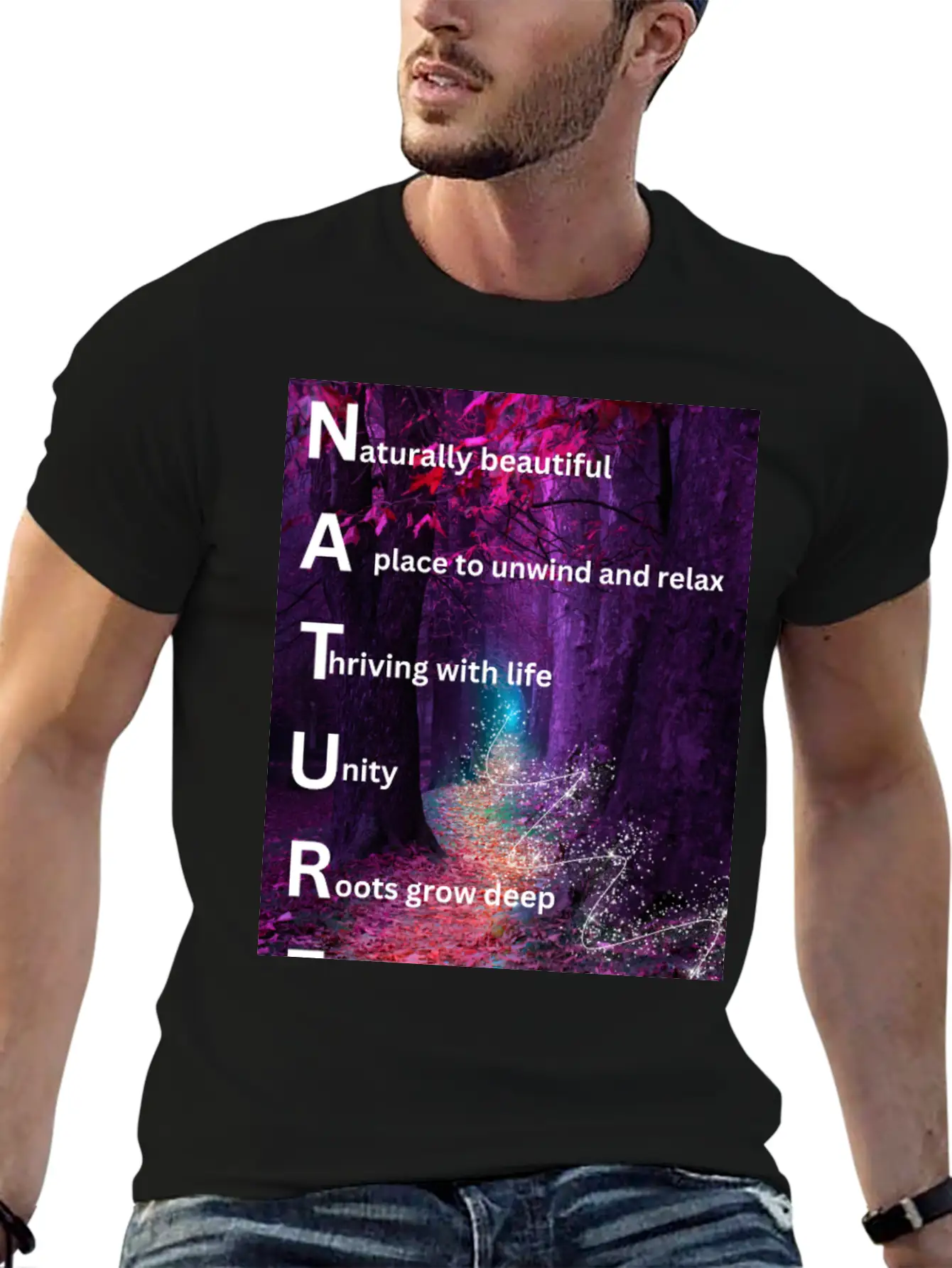 Beautiful Forest Nature Poster Breathable Soft Cotton T-Shirt – Timeless Casual Look