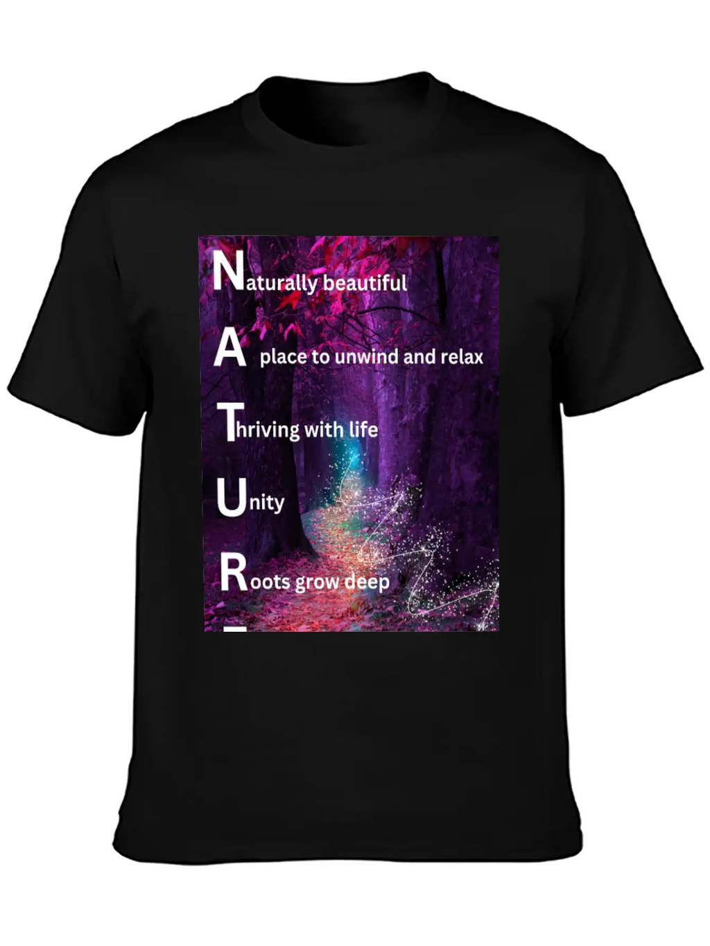 Beautiful Forest Nature Poster Breathable Soft Cotton T-Shirt – Timeless Casual Look