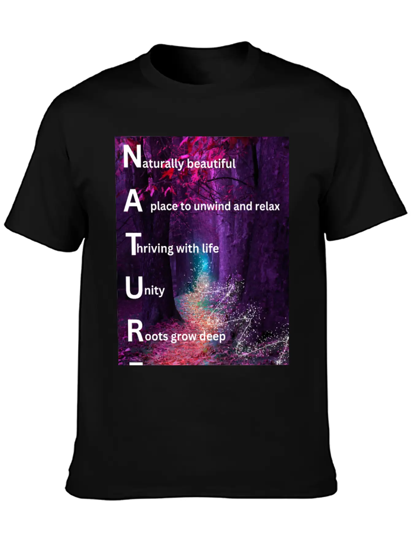 Beautiful Forest Nature Poster Breathable Soft Cotton T-Shirt – Timeless Casual Look