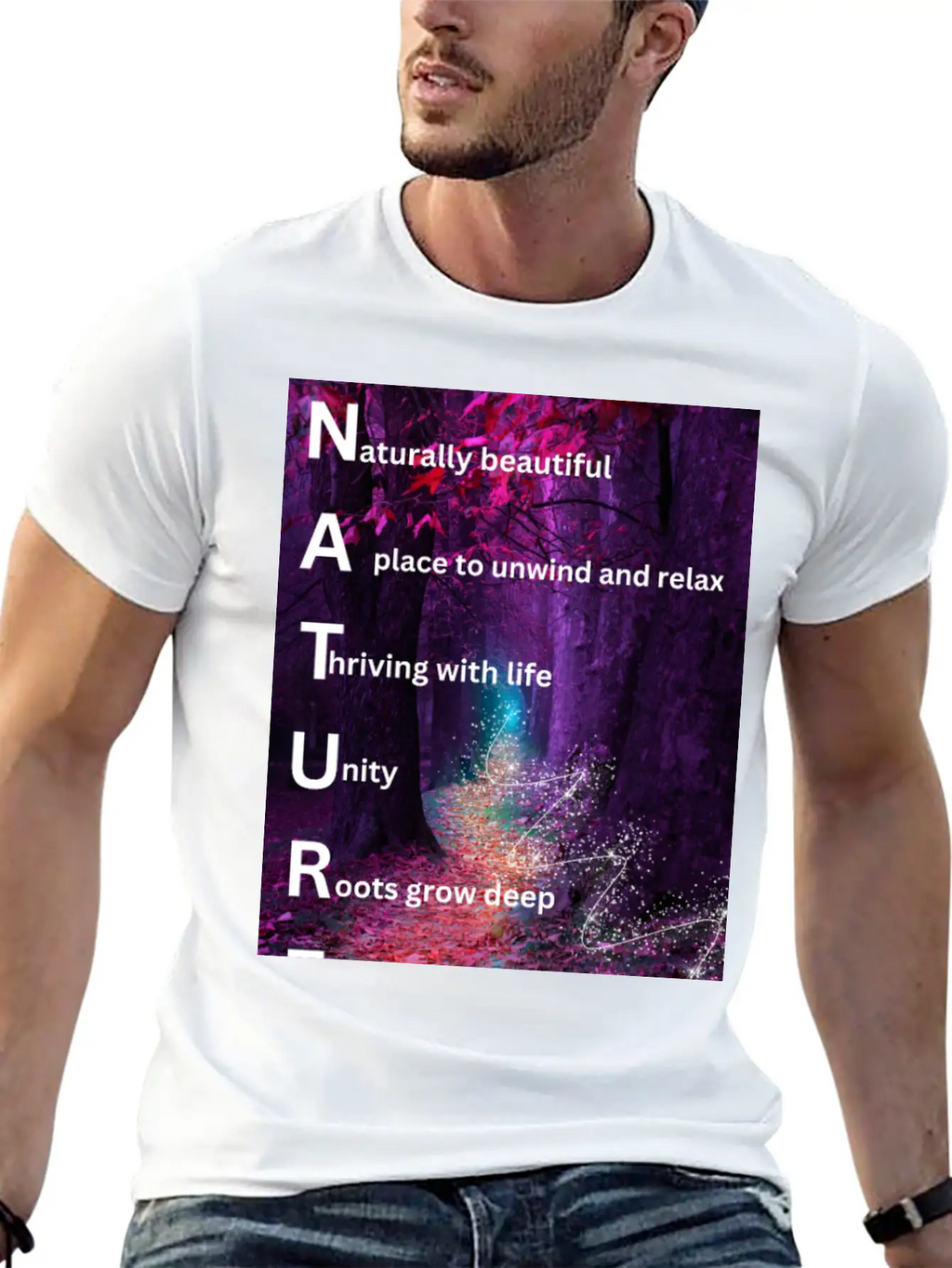 Beautiful Forest Nature Poster Breathable Soft Cotton T-Shirt – Timeless Casual Look