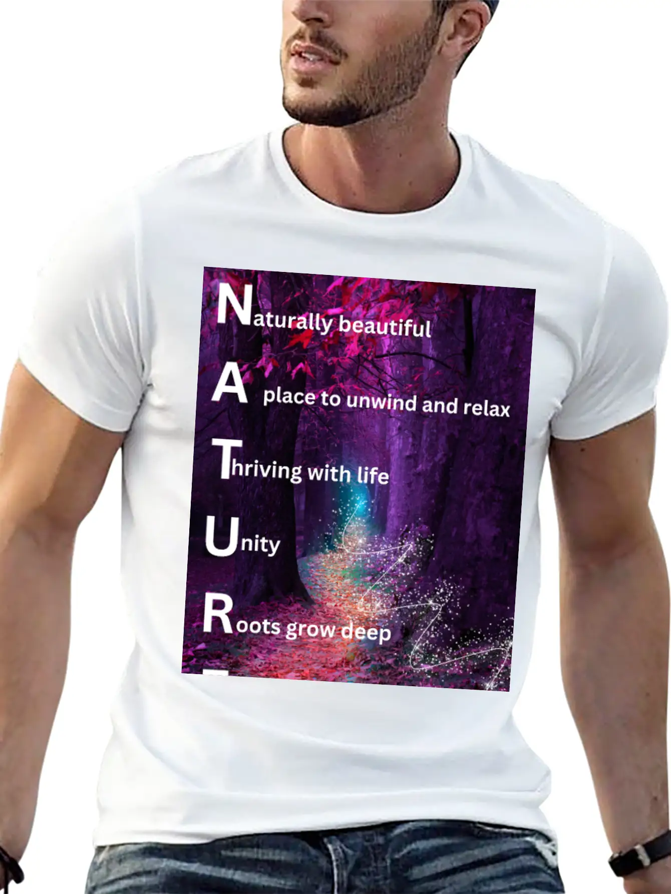 Beautiful Forest Nature Poster Breathable Soft Cotton T-Shirt – Timeless Casual Look