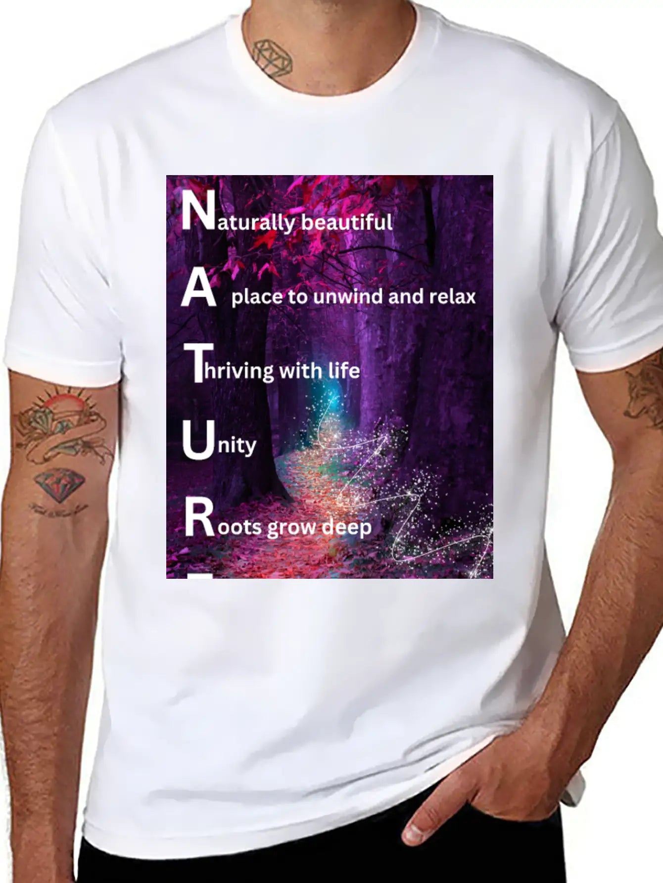 Beautiful Forest Nature Poster Breathable Soft Cotton T-Shirt – Timeless Casual Look