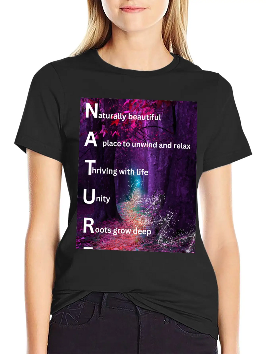 Beautiful Forest Nature Poster Breathable Soft Cotton T-Shirt – Timeless Casual Look