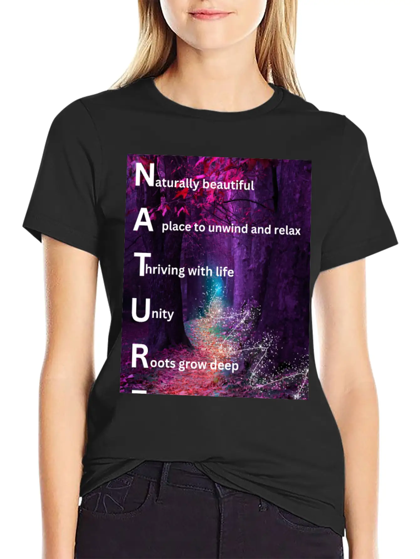Beautiful Forest Nature Poster Breathable Soft Cotton T-Shirt – Timeless Casual Look
