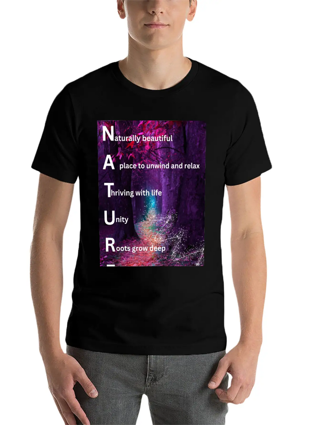 Beautiful Forest Nature Poster Breathable Soft Cotton T-Shirt – Timeless Casual Look