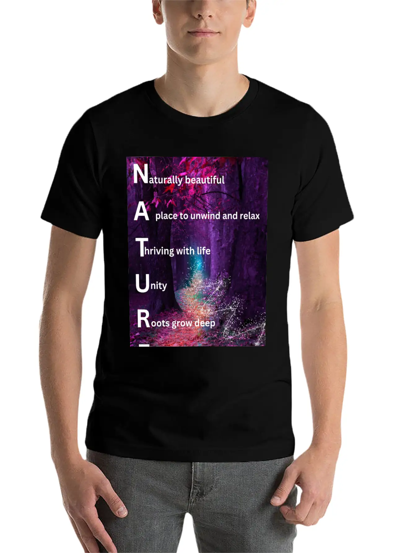 Beautiful Forest Nature Poster Breathable Soft Cotton T-Shirt – Timeless Casual Look