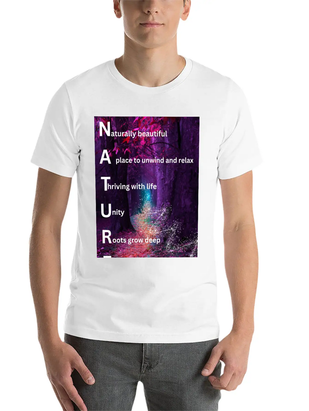 Beautiful Forest Nature Poster Breathable Soft Cotton T-Shirt – Timeless Casual Look