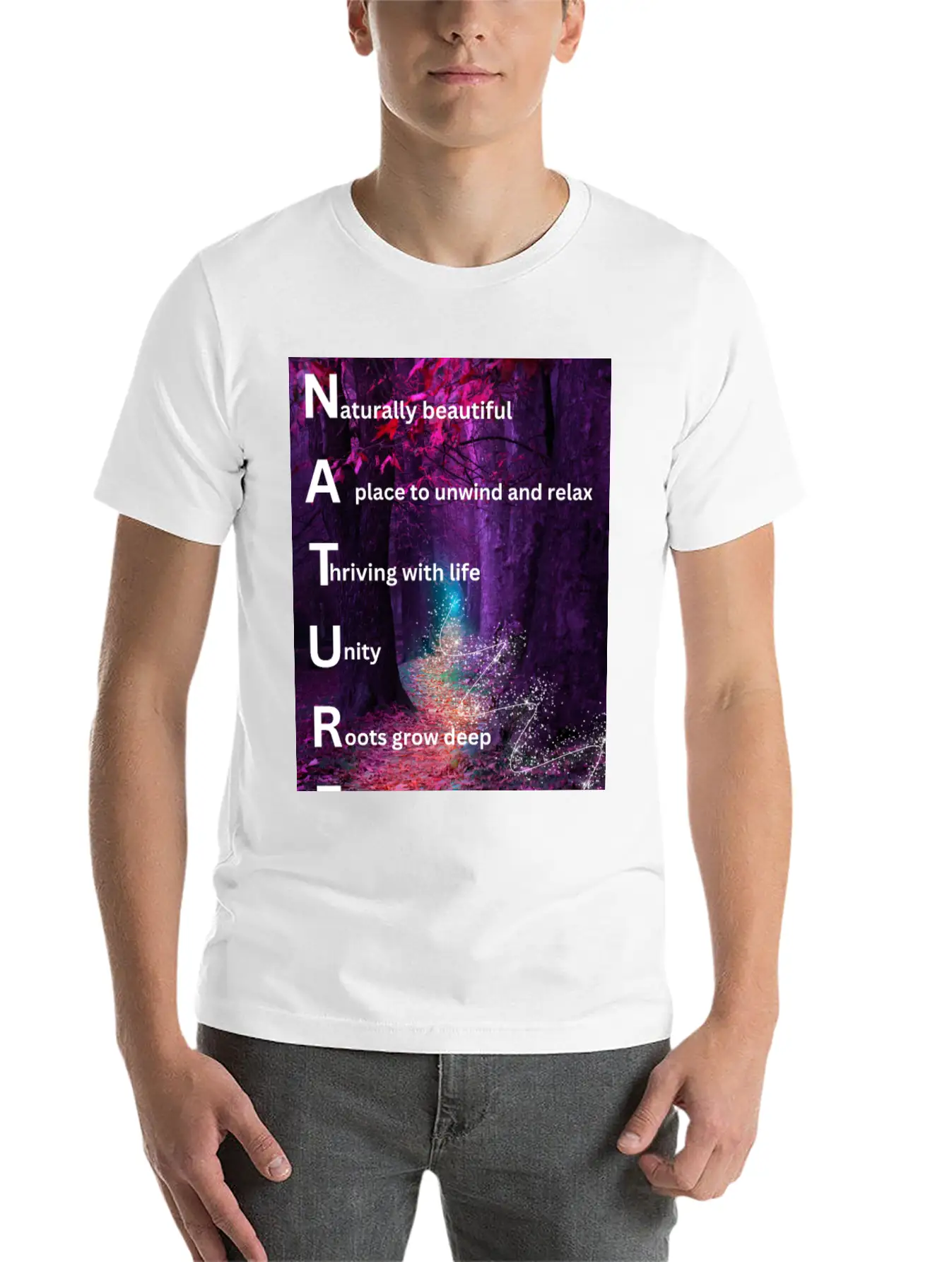 Beautiful Forest Nature Poster Breathable Soft Cotton T-Shirt – Timeless Casual Look