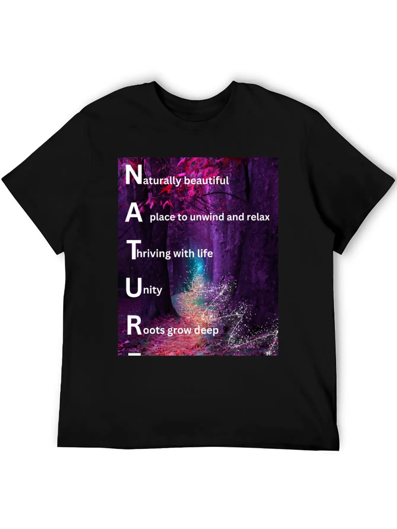 Beautiful Forest Nature Poster Breathable Soft Cotton T-Shirt – Timeless Casual Look