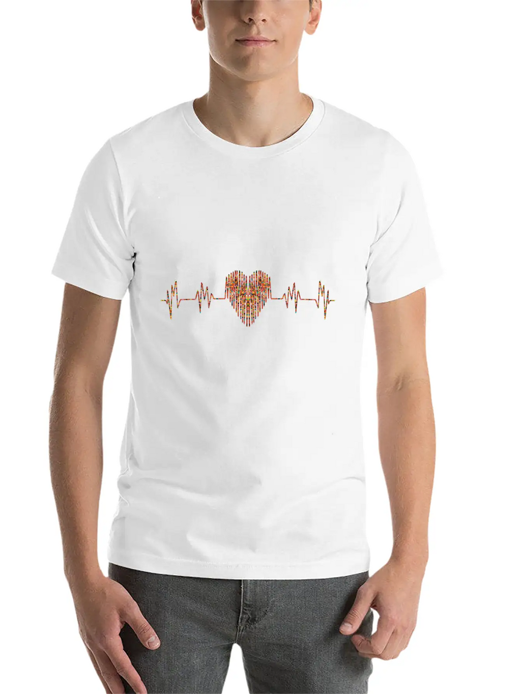 Beautiful Heartbeat Love Heart Design Essential Cotton Tee For Daily Outfits – Unisex Style