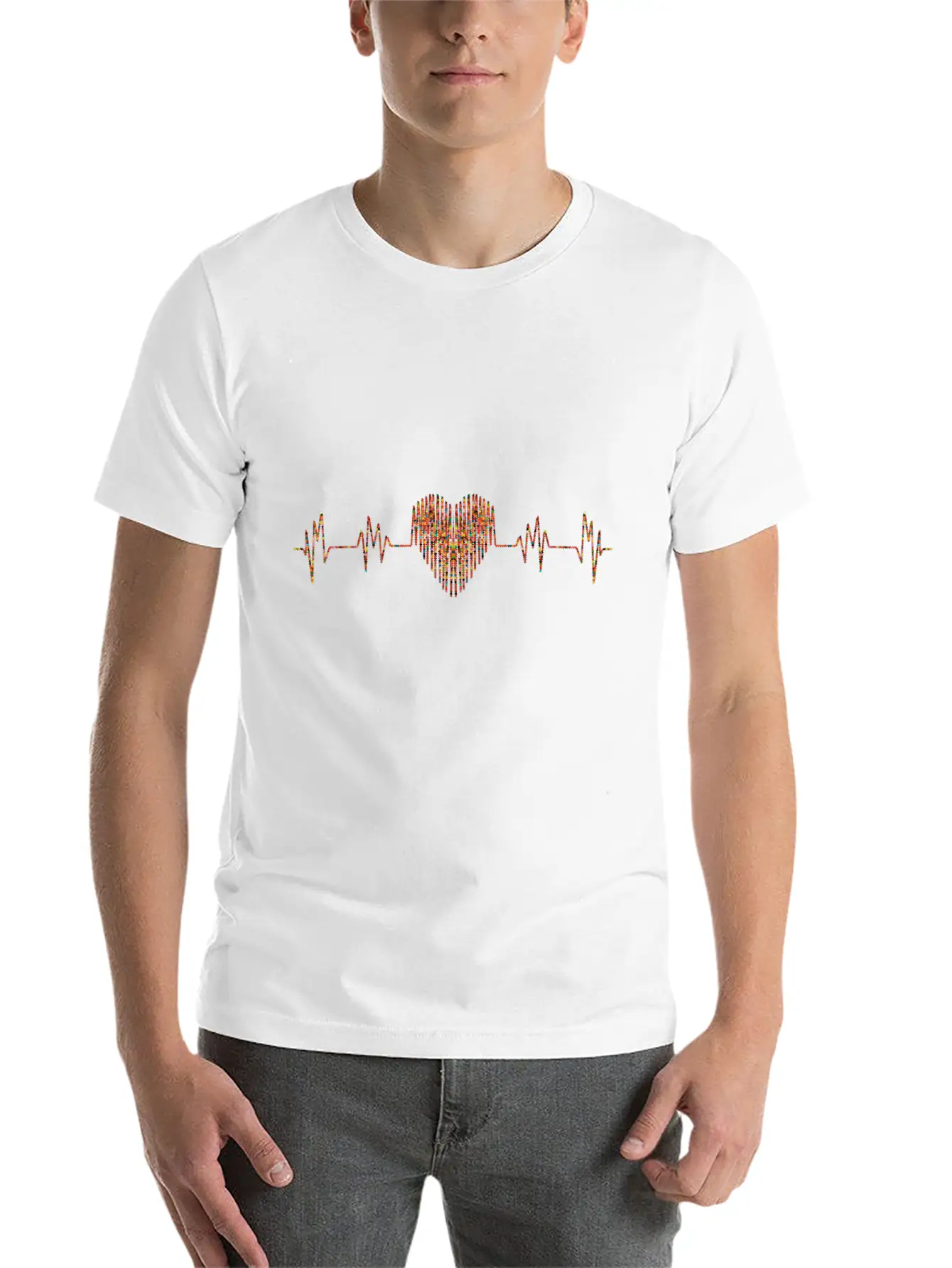 Beautiful Heartbeat Love Heart Design Essential Cotton Tee For Daily Outfits – Unisex Style
