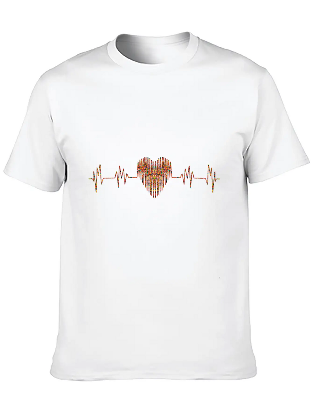 Beautiful Heartbeat Love Heart Design Essential Cotton Tee For Daily Outfits – Unisex Style