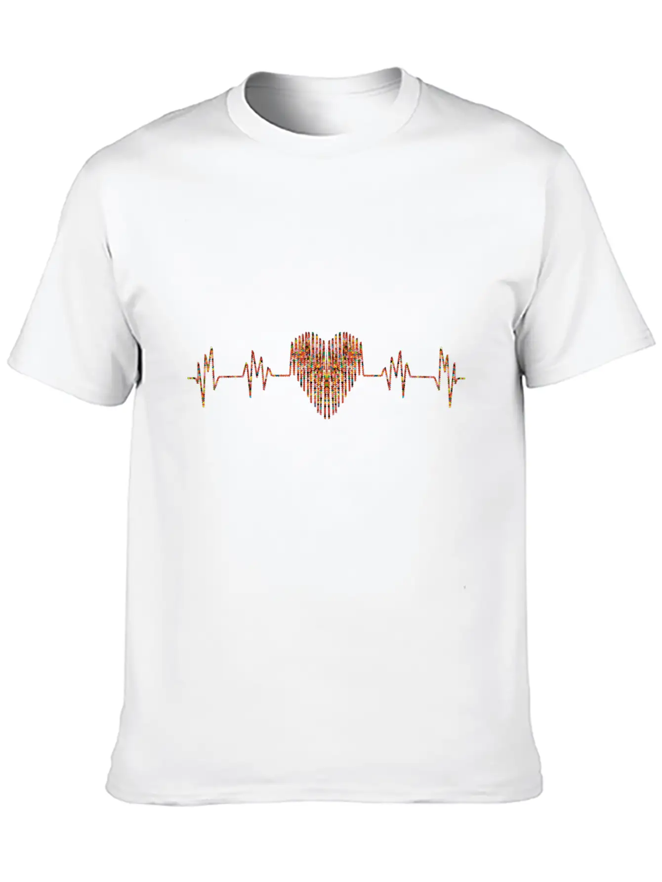 Beautiful Heartbeat Love Heart Design Essential Cotton Tee For Daily Outfits – Unisex Style