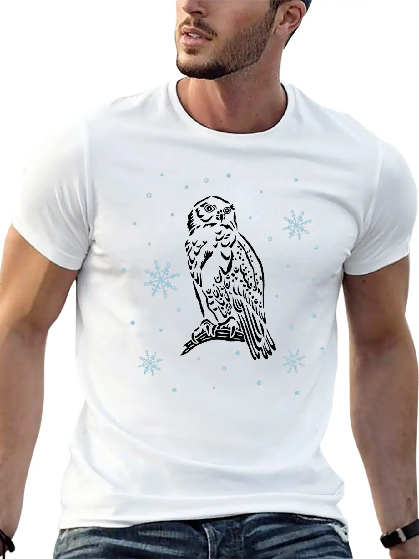 Beautiful Snow Owl With Snowflakes. Breathable Graphic T-Shirt – Perfect For Casual Days