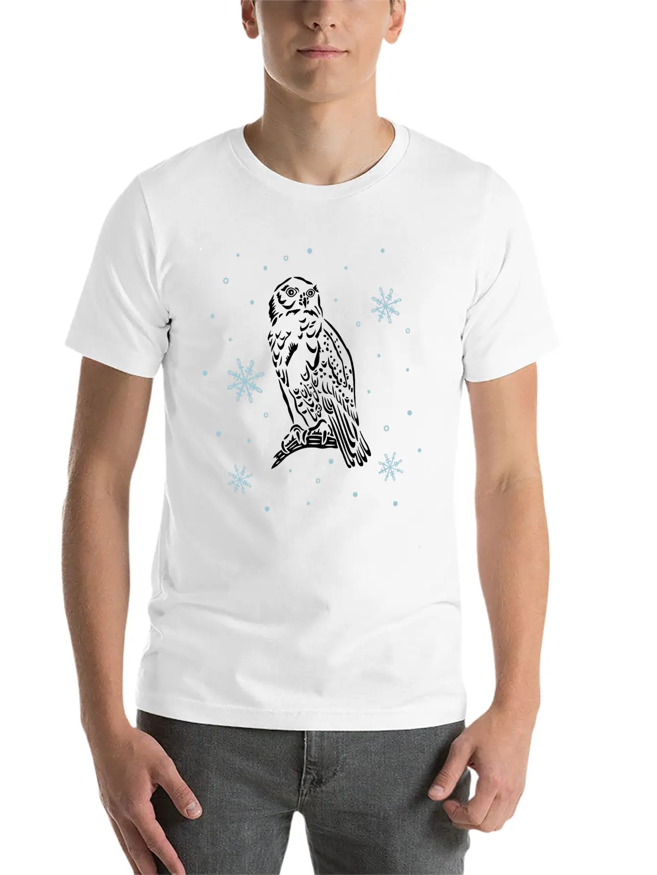 Beautiful Snow Owl With Snowflakes. Breathable Graphic T-Shirt – Perfect For Casual Days