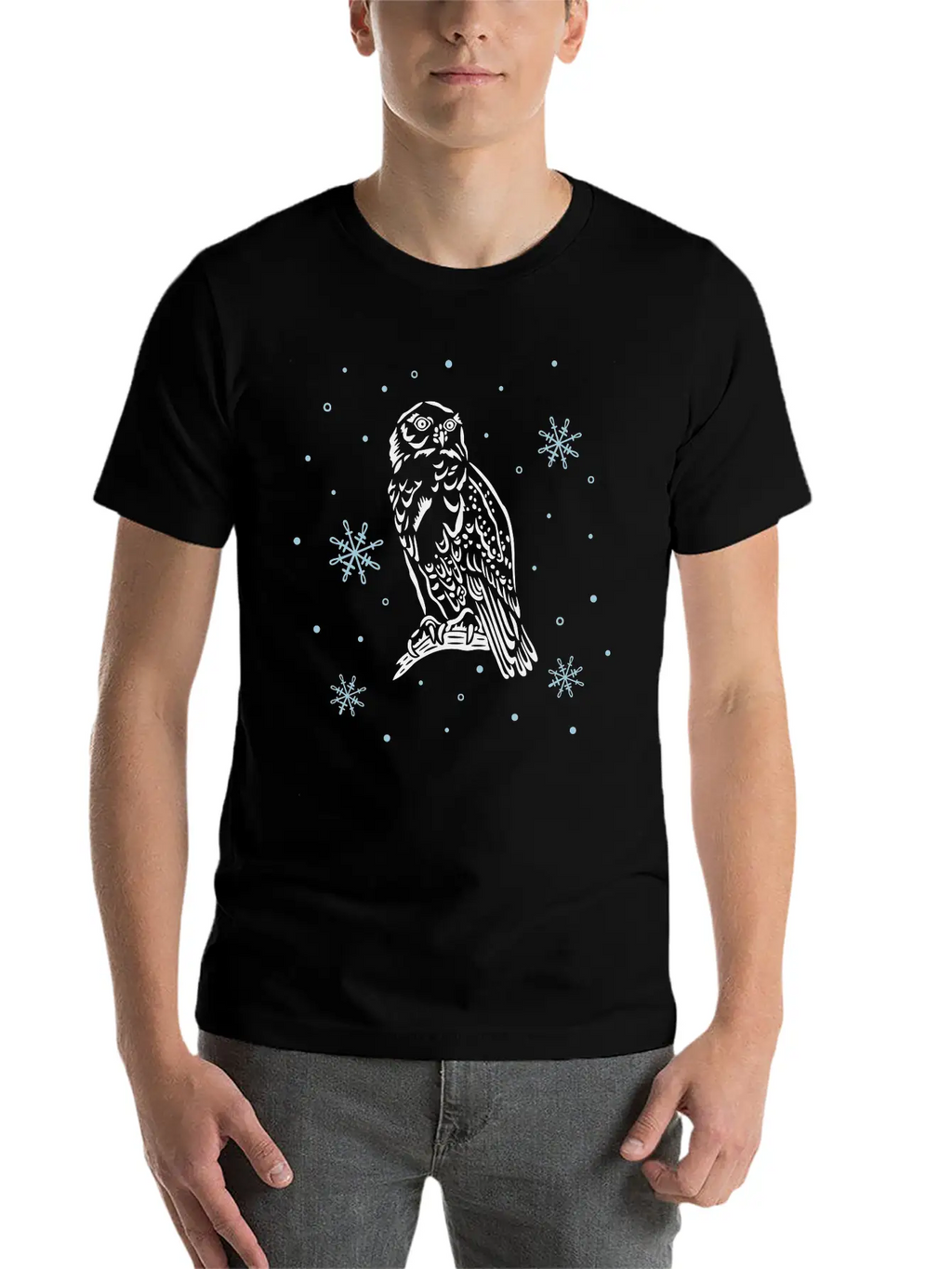 Beautiful Snow Owl With Snowflakes. Breathable Graphic T-Shirt – Perfect For Casual Days