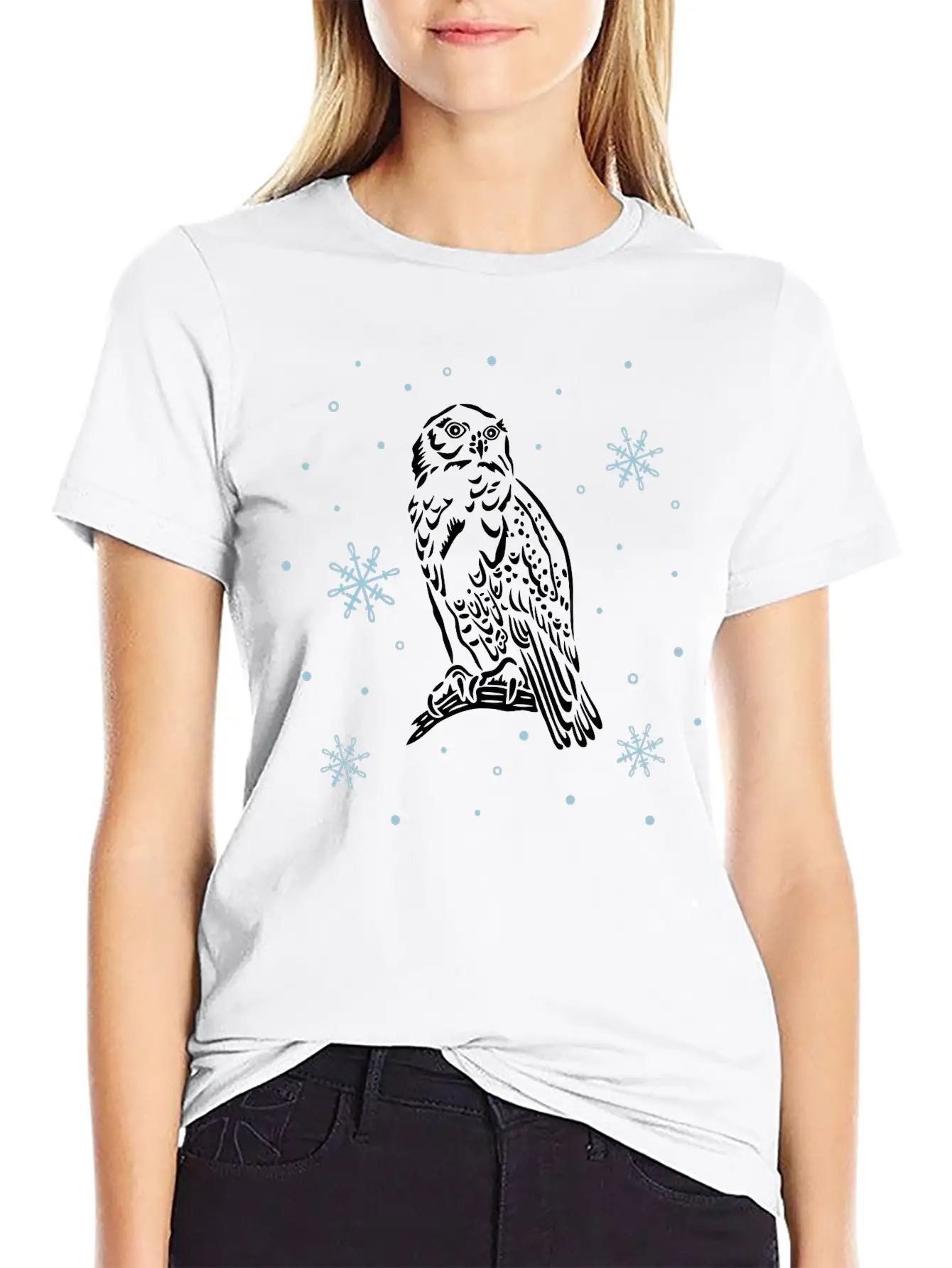 Beautiful Snow Owl With Snowflakes. Breathable Graphic T-Shirt – Perfect For Casual Days
