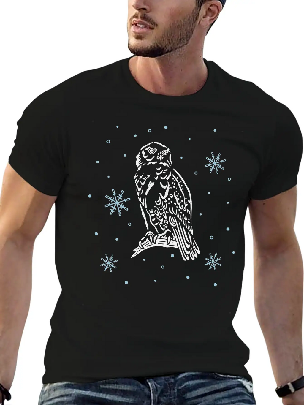 Beautiful Snow Owl With Snowflakes. Breathable Graphic T-Shirt – Perfect For Casual Days