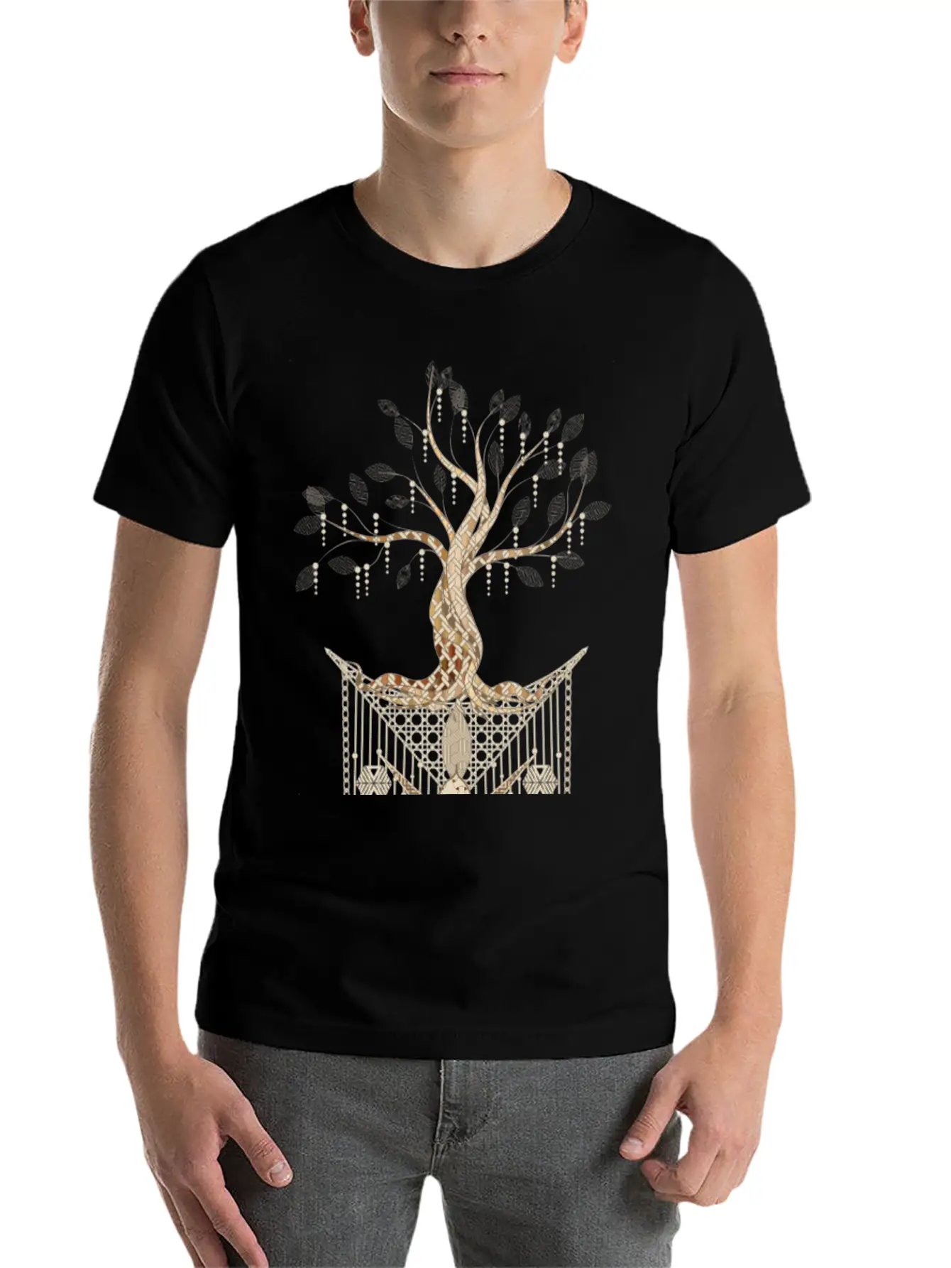 Beautiful Tree Of Life As A Macrame Pendant Stylish Everyday T-Shirt – Unisex Basic Cotton Tee
