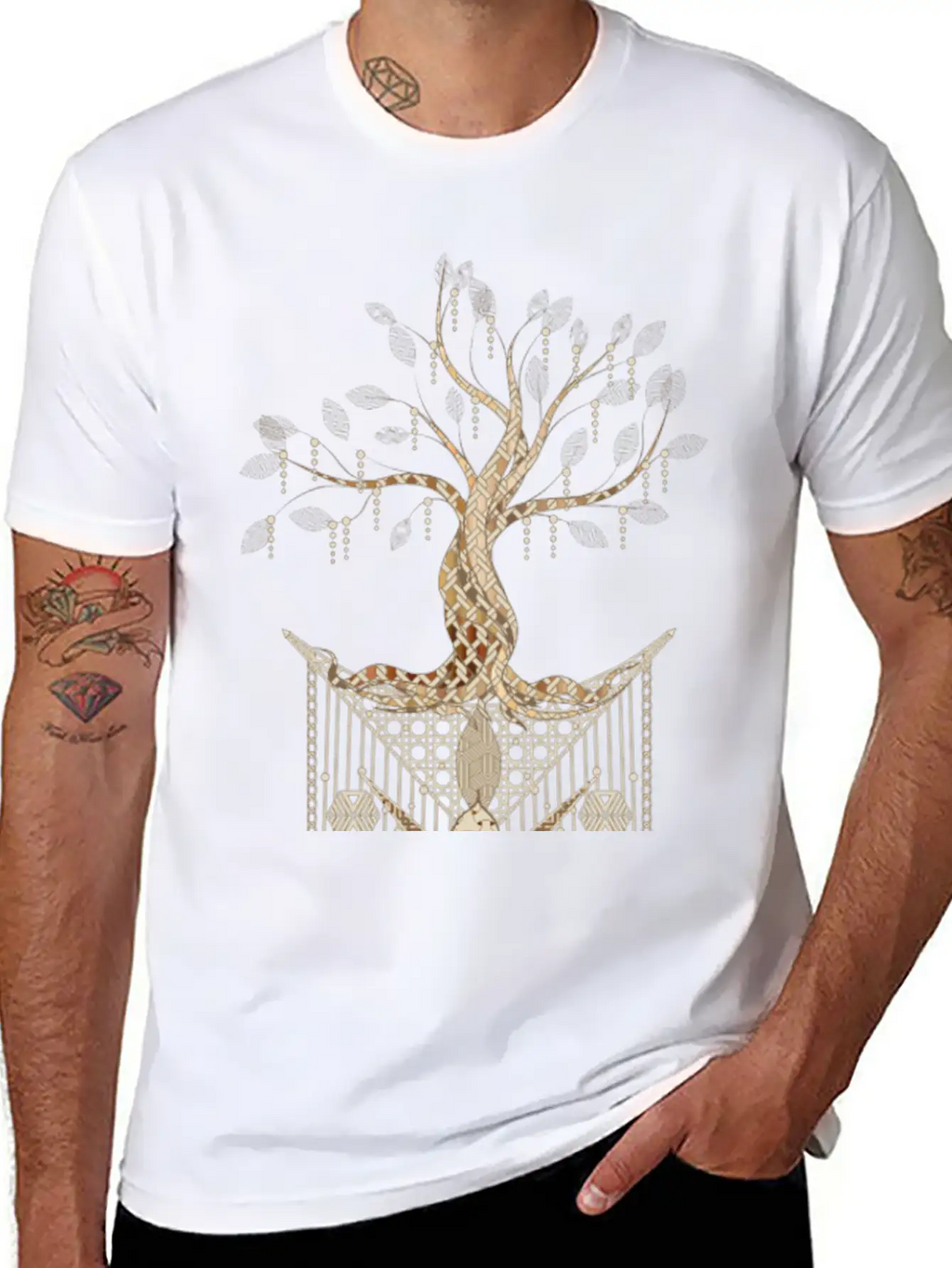 Beautiful Tree Of Life As A Macrame Pendant Stylish Everyday T-Shirt – Unisex Basic Cotton Tee