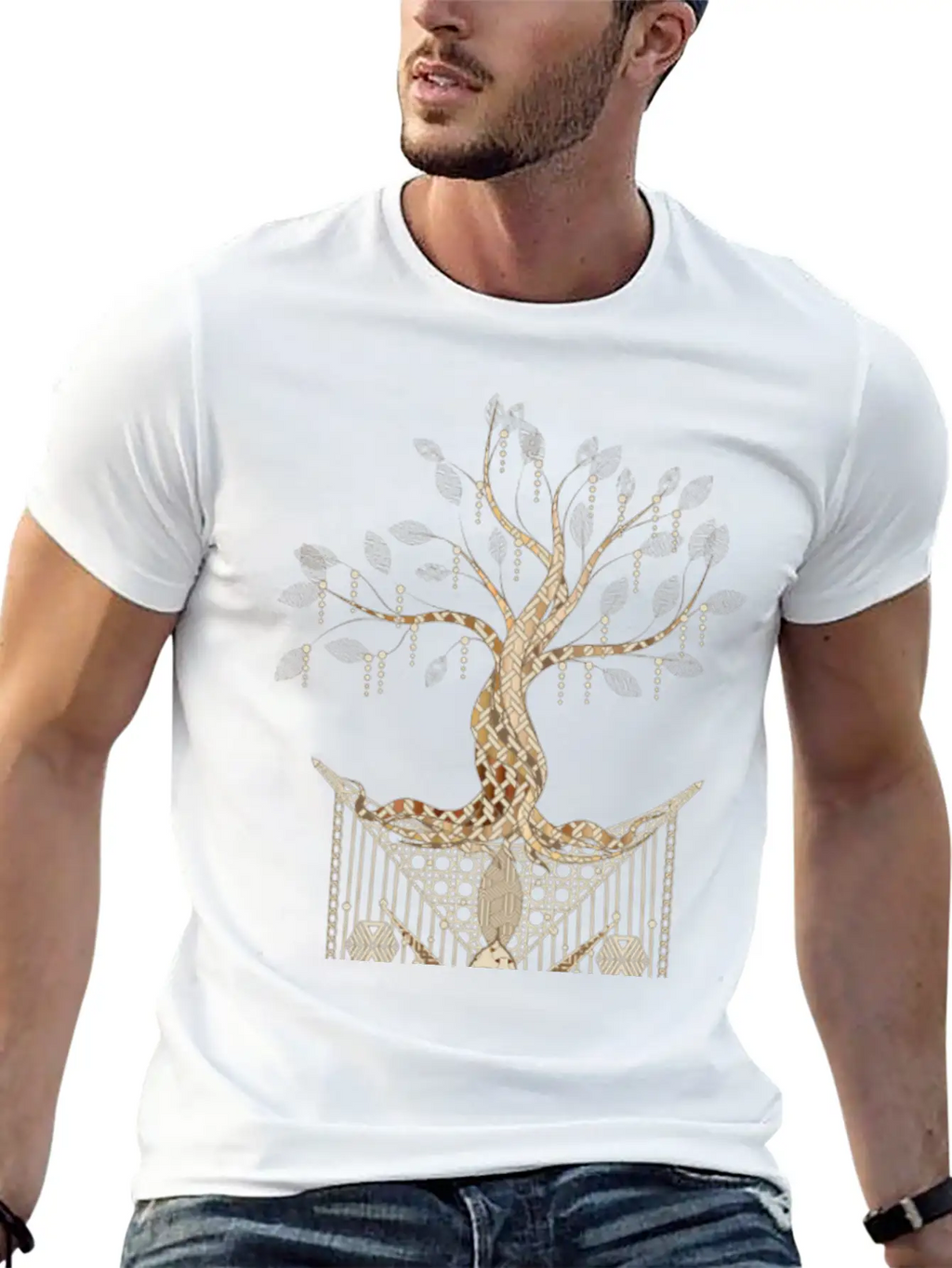 Beautiful Tree Of Life As A Macrame Pendant Stylish Everyday T-Shirt – Unisex Basic Cotton Tee