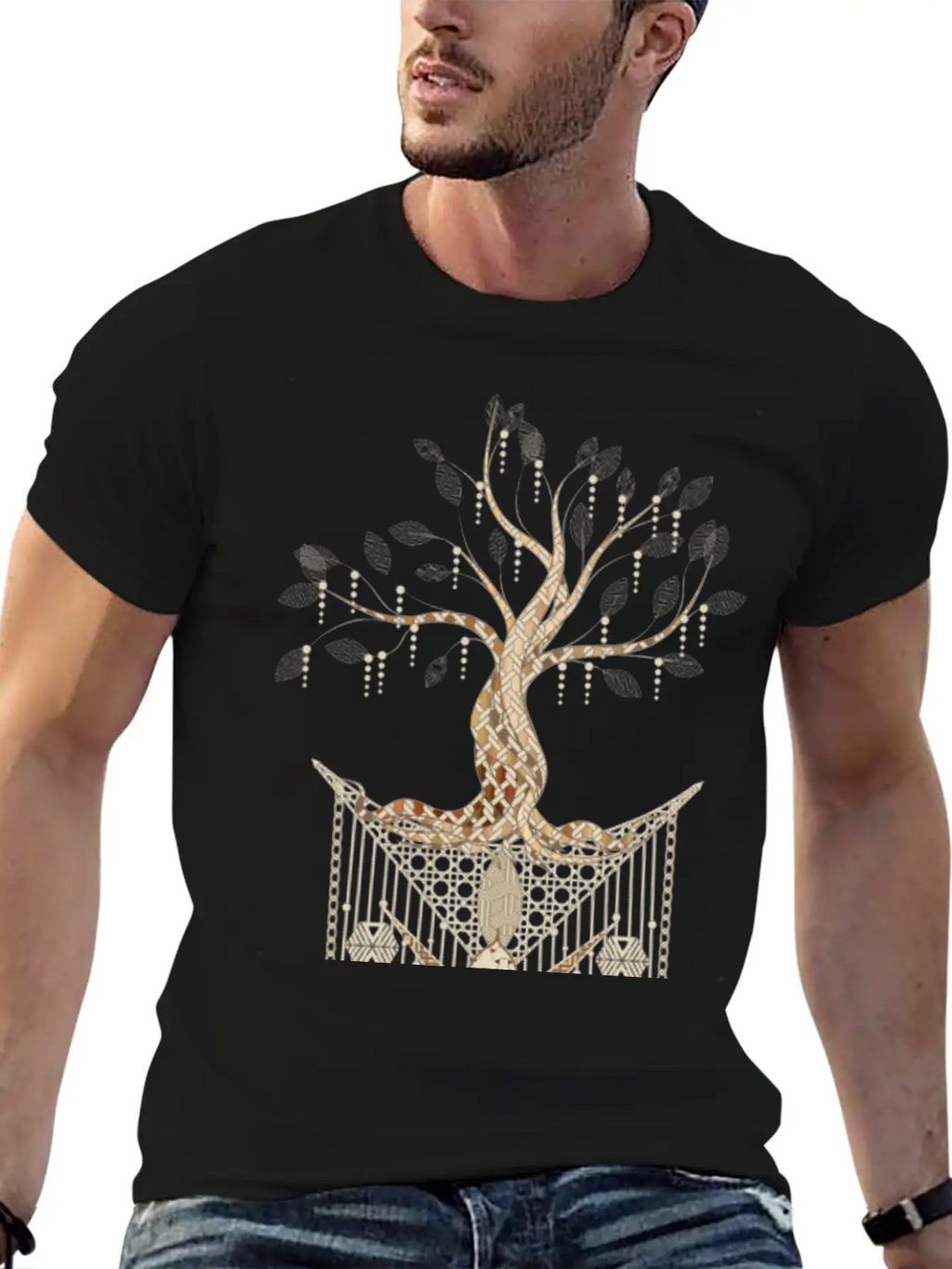 Beautiful Tree Of Life As A Macrame Pendant Stylish Everyday T-Shirt – Unisex Basic Cotton Tee