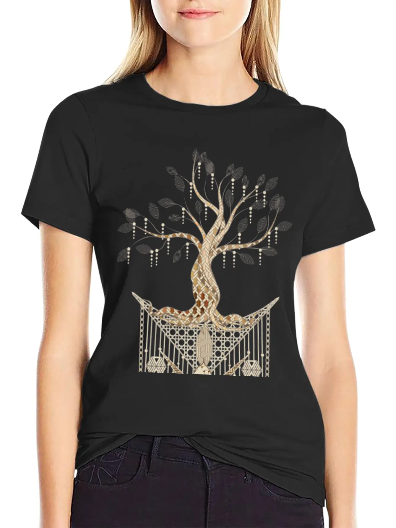 Beautiful Tree Of Life As A Macrame Pendant Stylish Everyday T-Shirt – Unisex Basic Cotton Tee