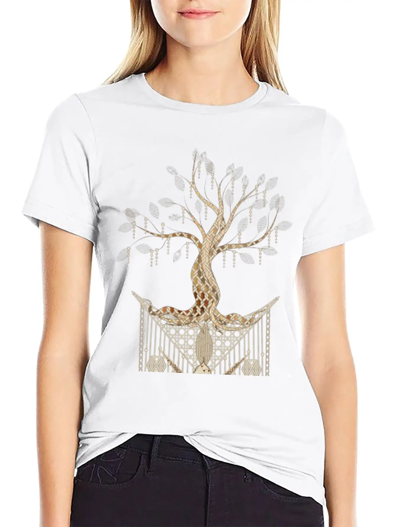 Beautiful Tree Of Life As A Macrame Pendant Stylish Everyday T-Shirt – Unisex Basic Cotton Tee