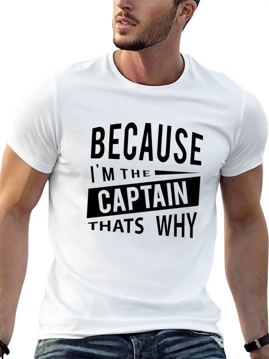 Because Im The Captain Thats Why Navy Captain Essential Cotton Tee For Daily Outfits – Unisex Style
